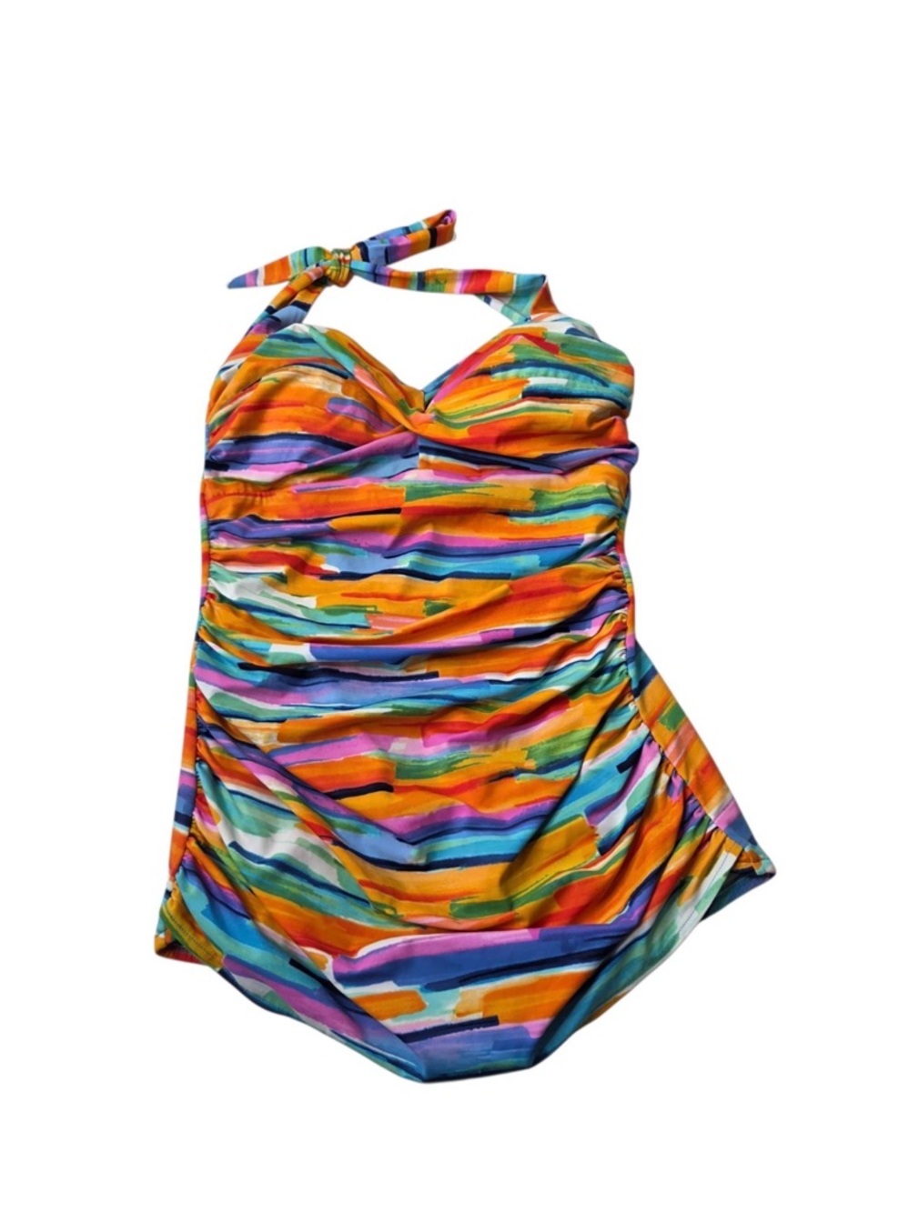 Women’s Multicolor Stripe Halter Swimsuit